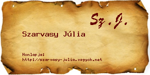 Szarvasy Júlia névjegykártya